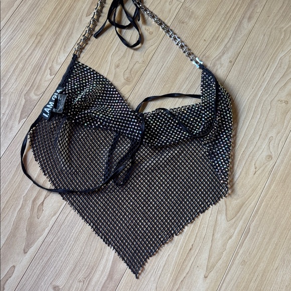 I.AM.GIA Black Rhinestone Mesh Top - Picture 4 of 4